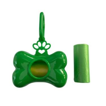 Imagem de Porta Saquinho Com 2 Refis Para Cães Recolher Cocô Cor Verde - Pet Toy