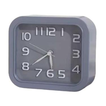 Imagem de Despertadores Despertador analógico a pilhas, quadrado, simples, para escritório, sala de estar, escola, cabeceira, mesa de cabeceira, multifuncional, para idosos Relógio de cabeceira(Gray)