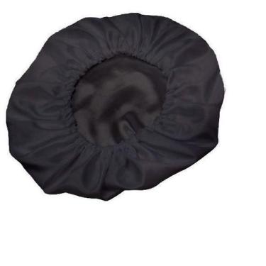 Imagem de Kit 2 Touca De Cetim Seda Preta Anti Frizz Para Dormir - Confeccoes El