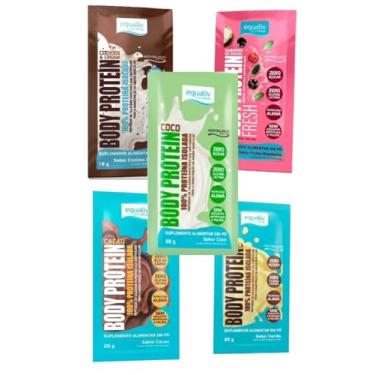 Imagem de Body Protein [Cacau, Coco, Cookies & Cream,Fresh (Frutas Brasilerias) e Vanilla (Baunilha)]Kit 05 unidades -Equaliv
