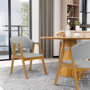 Imagem de Cadeira Leticia Madeira Maciça Estofada Para Mesa De jantar