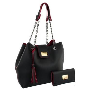 Imagem de Kit Bolsa Feminina Sacolão Alças Correntes Pratica E Elegante