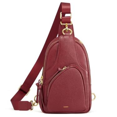 Imagem de Kattee Bolsa tiracolo feminina, pochete de couro para mulheres, bolsa tiracolo pequena, com bloqueio RIFD, Vermelho, Small, Tendência