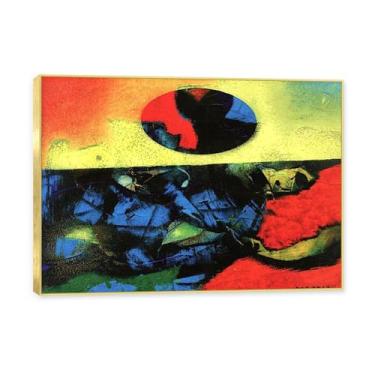 Imagem de Moldura dourada. Arte de parede de pinturas famosas, (Suddenly II) por Max Ernst, pôster impresso em tela, imagem de arte abstrata para sala de estar quarto decoração de casa. 50 x 70 cm - 19,6 x 27,5