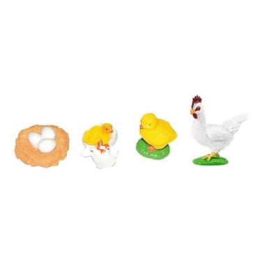 Imagem de menolana Figura de ciclo de crescimento de vida animal, aprendizagem pré-escolar, presentes de aniversário realistas para meninos e meninas, materiais de, galinha 5x5cm