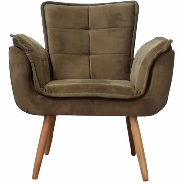 Imagem de Poltrona Conflex Decorativa Opala Rafaela confortável estofada Chocolate pés palito de madeira maciça