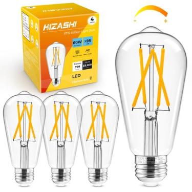 Imagem de Lâmpadas LED Hizashi Dimmable Edison 6W 2700K 700lm E26, pacote com 4