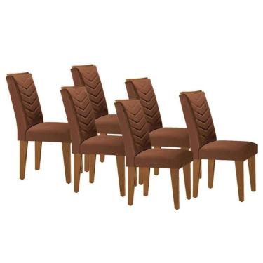 Imagem de Cadeira De Cozinha Londrina Kit 6 Un Capuccino Suede Marrom Rufato