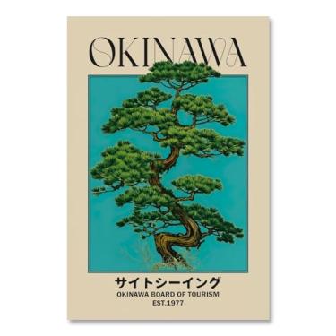 Imagem de Arte de parede em tela japonesa Okinawa pinheiro pôster retrô japonês bonsai árvore imagem moderna Ukiyo-e decoração de parede pintura para decoração de parede Zen casa quarto escritório arte 20 x 30
