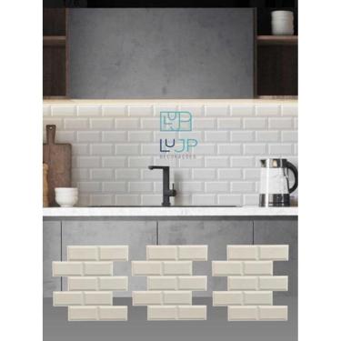 Imagem de 10 Placas 3D De Pvc Azulejos Tijolinho Retro Cozinha 50X50Cm