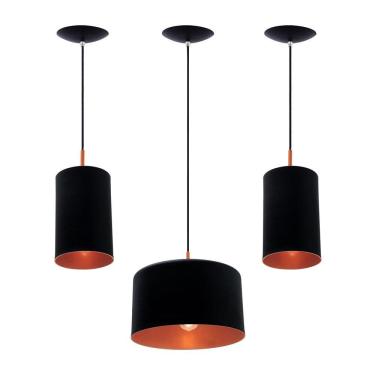 Imagem de Pendente Trio Bilboquê Poptem Sling Large Aluminio Preto E