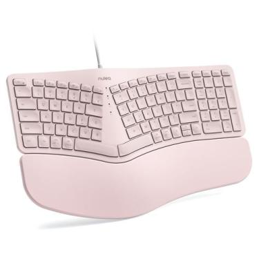 Imagem de Teclado Nulea RT05C com fio ergonômico dividido com apoio de pulso ros