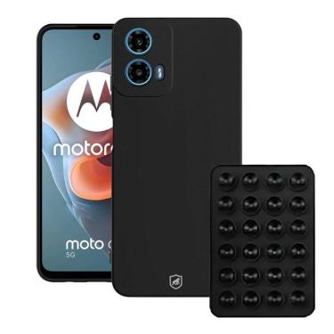 Imagem de Kit Capa Silicon Veloz Para Motorola Moto G34 + Ventosa - Preta - Gshield