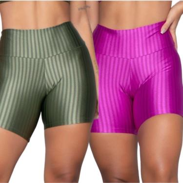 Imagem de Short Fitness Ikat New Zig 3D Serra e Mar Kit Com Duas Cores Cós Alto Roupa Para Academia Treino-Feminino