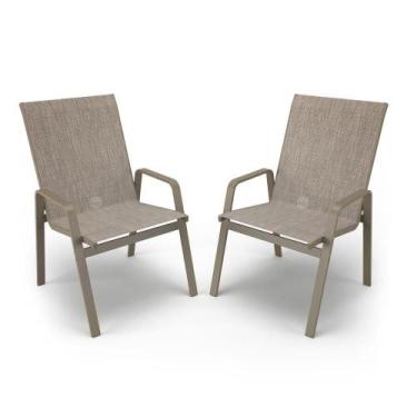 Imagem de Kit 2 Cadeiras Riviera Piscina Alumínio Fendi Tela Mocca - Aluv Móveis