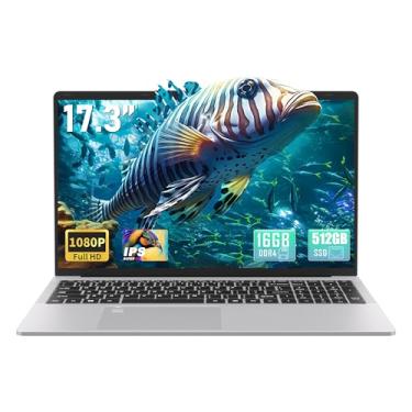 Imagem de Laptop empresarial IPS de 17,3 polegadas FHD (1920 x 1080), 16G DDR4 RAM 512G SSD, processador quad-core Intel Celeron N5095, PC Win 11 Pro, HDMI, leitor de impressão digital, KB retroiluminado, BT