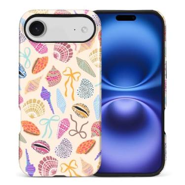 Imagem de ZHEGAILIAN Capa compatível com 17 Air, capa rígida híbrida de 2 camadas, para meninas, meninos, mulheres, homens, praia, tropical, vintage, concha