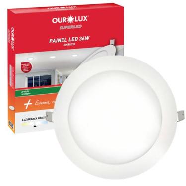 Imagem de Plafon Painel Redondo Embutir 36w 40cm Luz Neutra 4000K - Ourolux