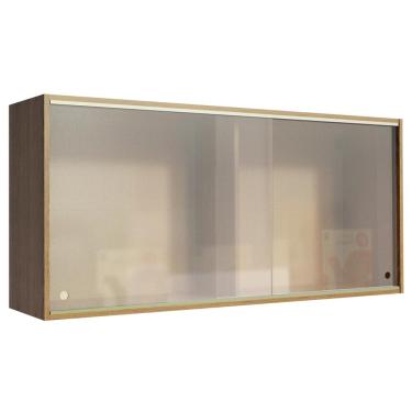 Imagem de Armário Aéreo Madesa Emilly 2 Portas de Correr de Vidro - Rustic