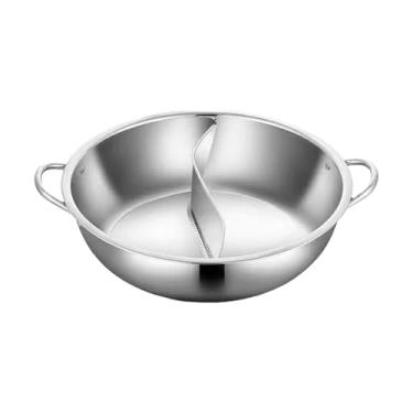Imagem de SiaBiced Shabu Shabu com Divisor, Colher de Sopa Grossa de aço Inoxidável, Conjunto de Duas Peças para Fogão de Indução, Casa, Acampamento, 36cm