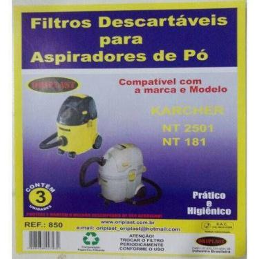 Imagem de Kit c/9 Sacos Descartáveis Aspirador Karcher NT2501/ NT181 - Oriplast