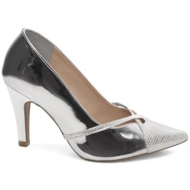 Imagem de Salto Scarpin Feminino Sapato Social Salto Alto Bico Fino 9 cm Prata -