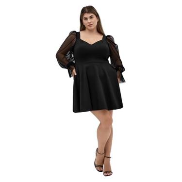 Imagem de City Chic Vestido feminino plus size - Mini manga de malha Alannah, Preto, 46