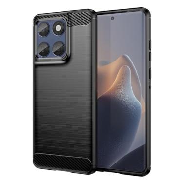 Imagem de GTBDEKI Capa para Moto Edge 60 Fusion, XT2503-4 Moto Edge 60 Fibra de Carbono à Prova de Choque Fina Silicone Resistente TPU Macio Capa Traseira para Motorola Edge 60 Fusion Preto