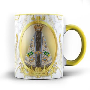 Imagem de Caneca xicara Manto dourado Nossa Senhora Aparecida 25 (Preta)