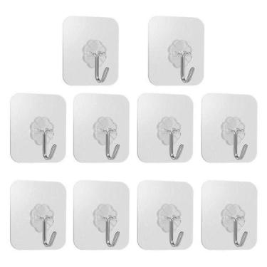 Imagem de Kit 10 Ganchos De Parede Multiuso Prático Sem Furo Na Parede - YAAY