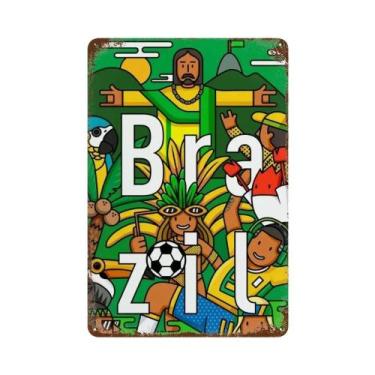 Imagem de Placa De Metal Vintage Do Brasil, Cartaz De Viagem, Decoração Retro Pa