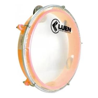 Imagem de Pandeiro Infantil laranja - Luen Junior Aro 8 Abs - Pele Cristal