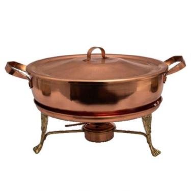 Imagem de Rechaud Fogareiro Redondo E Panela Em Cobre Fogo Direto 6L - METAL ART