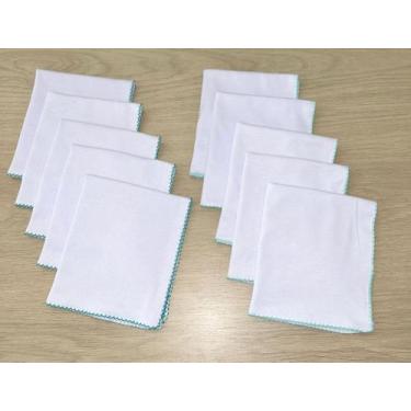 Imagem de Kit 10 Fraldas de Boca Bebê Malha Dupla Branca com Bico de Picueta 32x