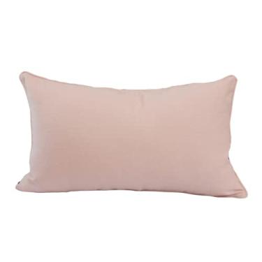 Imagem de Almofada em Linho Tramado Rosé Retangular com Detalhe em Vivo