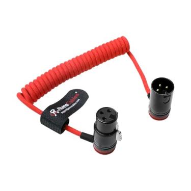 Imagem de Alvin's Cables Cabo espiral ultra flexível XLR de 3 pinos macho para fêmea de baixo perfil, reforçado com aramida para câmeras Sony|Canon|Blackmagic Pro e áudio de estúdio (vermelho)