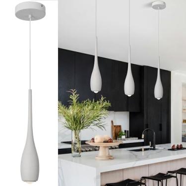 Imagem de ADCTHOME Luminária pendente cinza para ilha de cozinha, luminária pendente de concreto com lente LED, pequena e moderna industrial pendurada para pia, bar, sala de jantar, cabeceira (pacote com 3)