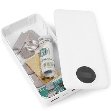 Imagem de Cofre de desvio de carregador falso com grande compartimento oculto, caixa de armazenamento secreta de banco de energia falso, armazenamento oculto para dinheiro, chaves e objetos de valor - branco