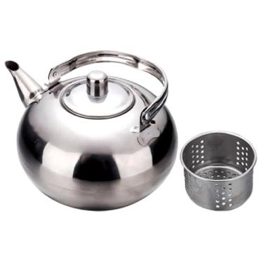 Imagem de IEUDNS Bule de chá prático com filtro infusor de aço inoxidável versátil leve e prático utensílios de cozinha jarra de chá para escritório, Prata
