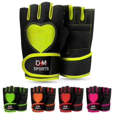 Imagem de DXM SPORTS Luvas de treino femininas com suporte de pulso – halterofilismo, treinamento, ciclismo, academia e exercícios (laranja, pequena)
