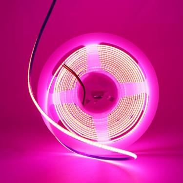 Imagem de Fita de LED COB rosa, 12 V superfina 3 mm de largura RA> 90 LED de alto CRI, flexível cortável, 16,4 m 2000LEDs IP30 COB luz LED para decoração de sala de cozinha de casa interna (rosa, 12 V-3 mm)
