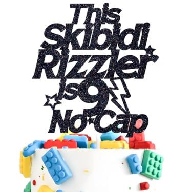 Imagem de This Skibidi Rizzler is 9 No Cap Cake Topper, Bruh I'm 9, Funny Modern Z Nine Years Old, 9th Birthday Party Decoration Supplies, Black Glitter