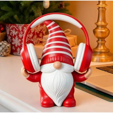 Imagem de Leinuosen Suporte de fone de ouvido estilo gnomo de jardim, presentes de Natal, gnomo, fofo, decorativo, fone de ouvido para sala de jogadores, mesa de escritório