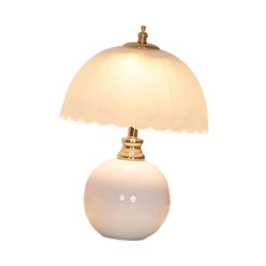 Imagem de Bothyi Abajur de mesa, luminárias de cabeceira, luminárias de destaque fofas com cúpula de vidro, abajur de cabeceira para quarto, luz de cabeceira para, Branco
