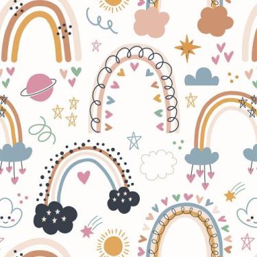 Imagem de Papel de Parede Boho Infantil Adesivo Autocolante para Quarto Sala - B