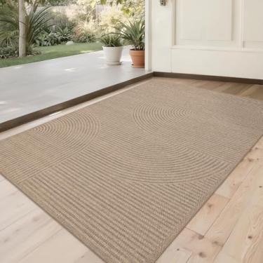 Imagem de Arvenchy Tapete Easy Jute 2x3: Tapete de porta frontal boho natural para ambientes internos e externos antiderrapante - Tapete pequeno neutro contemporâneo para entrada, cozinha, banheiro, quarto