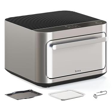 Imagem de Brava Conjunto de iniciantes do forno: Forno inteligente de bancada com tela sensível ao toque 10 em 1, combo de fritadeira a ar, torradeira de 6 fatias, fogão lento, reaquecedor, desidratador, fogão de arroz, saudável e fácil de usar, desligamento automático, 1800W, aparelho de cozinha inteligente 