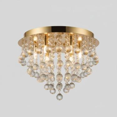 Imagem de Lustre Base 40 cm dourada cristal legítimo k9 honey ou translúcido. - 