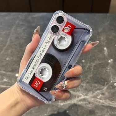 Imagem de MeieaS Compatível com Phone 17 Pro, capa de fita cassete, transparente, à prova de choque, fina, protetora de TPU (poliuretano termoplástico)