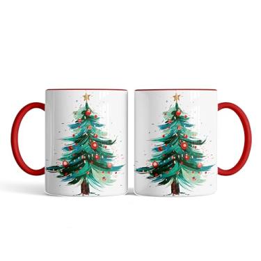 Imagem de Caneca xicara porcelana arvore de natal pinheiro 25EI (preto)